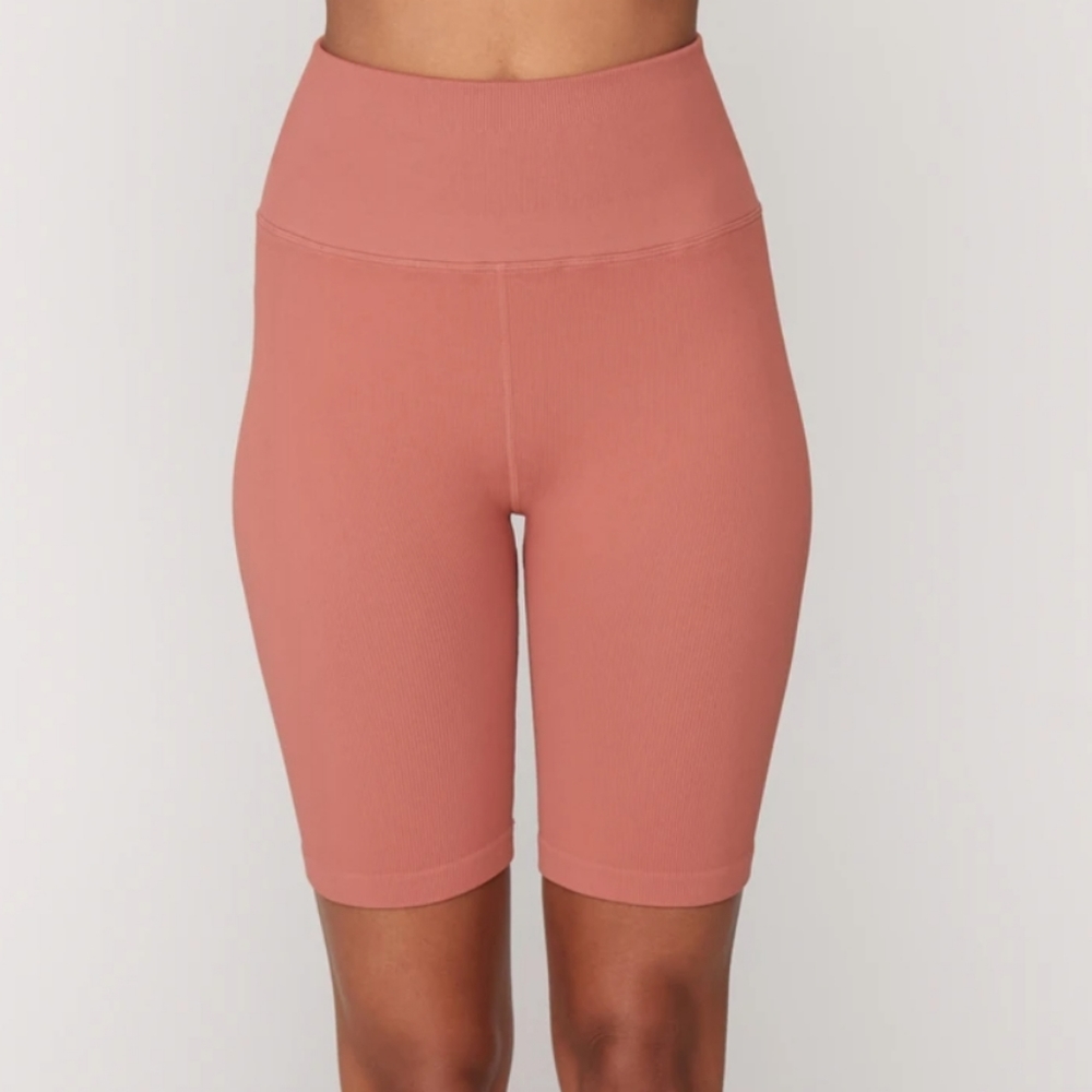 Spiritual Ganster Burnt Orange Ribbed Biker Shorts